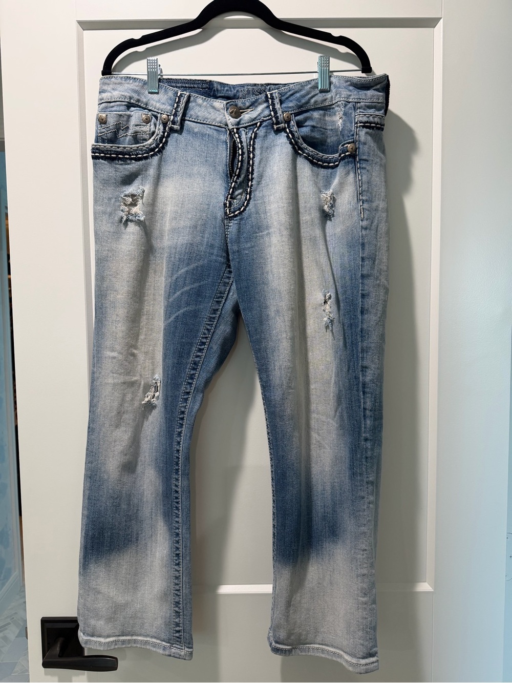 Miss Me Light Blue Distressed Cropped Jeans